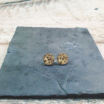 Damask Engraved Wood Earrings - A Farm Girl by Tess | Handmade Alpaca Wool Winter Hats for Women